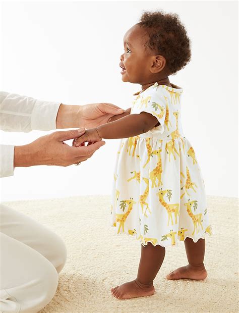 Buy Pure Cotton Giraffe Print Dress (0-3 Yrs) at Marks & Spencer