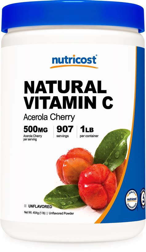 Nutricost Natural Vitamin C - Acerola Cherry Powder 1LB - Gluten Free ...