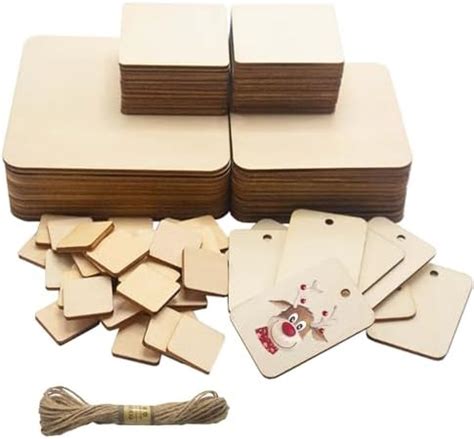 46Pcs Unfinished Blank Wood Slices - Pyrography Wood Blanks, 7Sizes ...