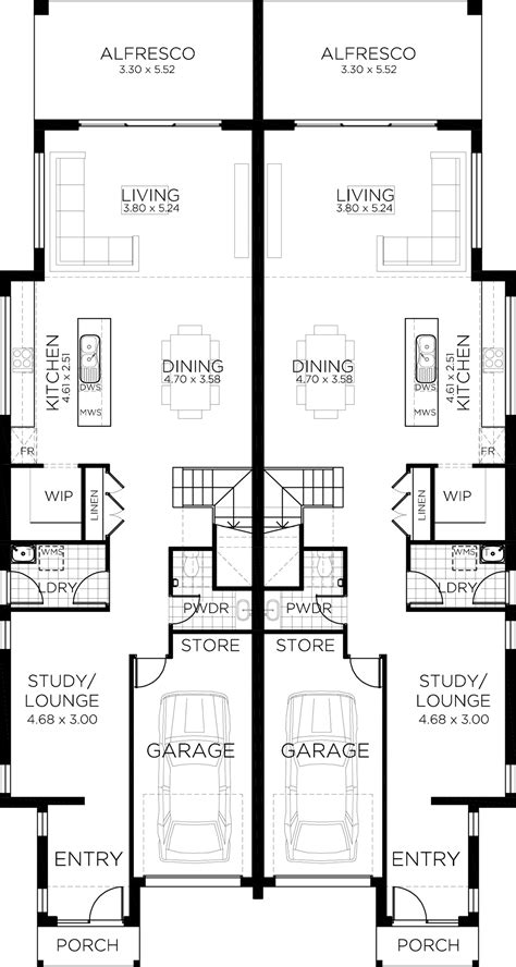 Bronte Duplex Design | 2 Storey Duplex House Plans