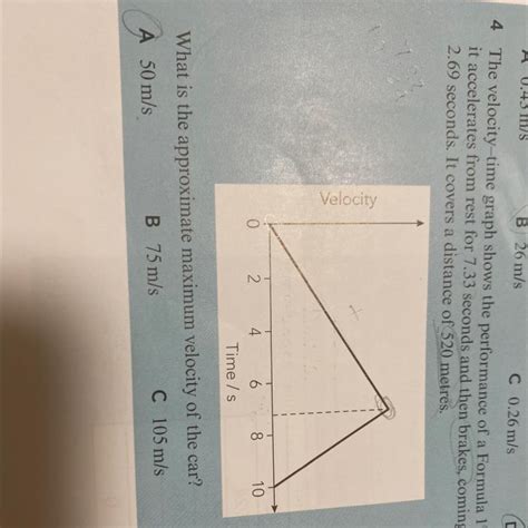 4 The velocity-time graph shows the performance of a Formula 1 racing ...