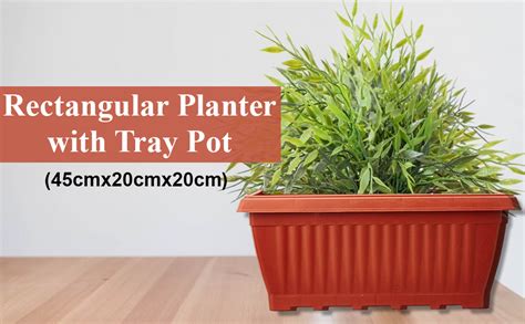 Green Live® 18" Rectangular Planter Pots with Tray – Stylish Brown ...