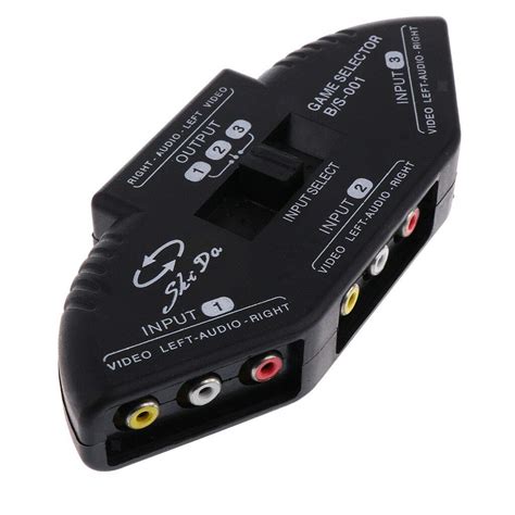 Portable 3-Way Audio Video AV RCA Switch Selector Box Splitter Adapter ...