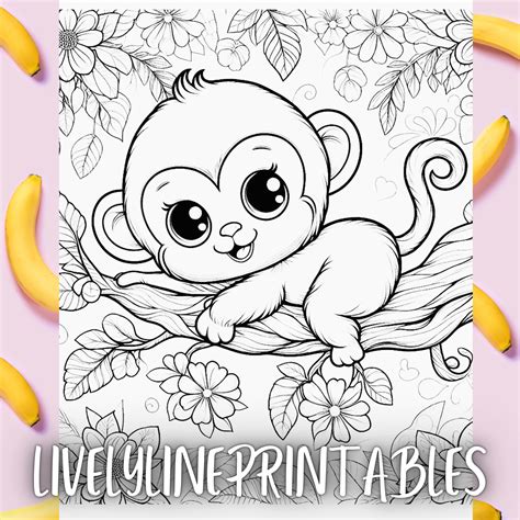 Coloring Pages Of Cute Baby Monkeys