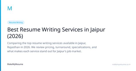 Best Resume Writing Services in Jaipur (2026) | MakeMyResume