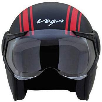 Vega Jet Old School EPS Open Face Helmet Dull Black and Red, Large