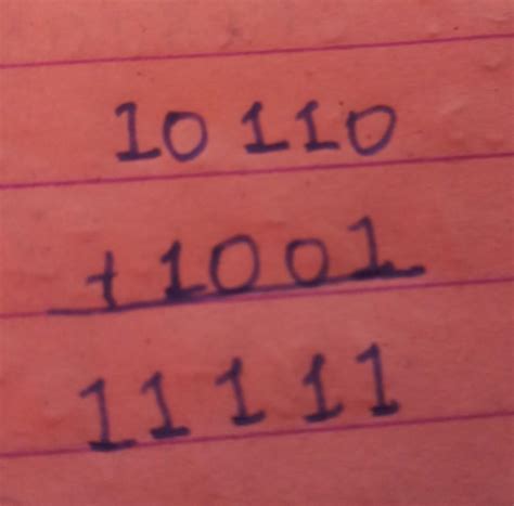 Binary addition for 1001+10110 - Brainly.in