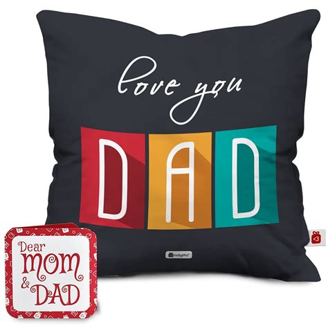Indigifts Cushion Cover with Filler| 12X12 Inches | Love You Dad ...