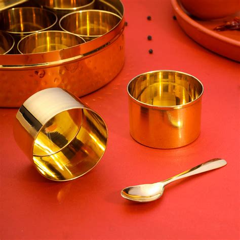 Brass Hammered Masala Daani/Spice Box (2.5 Inch) – Vedansh Craft