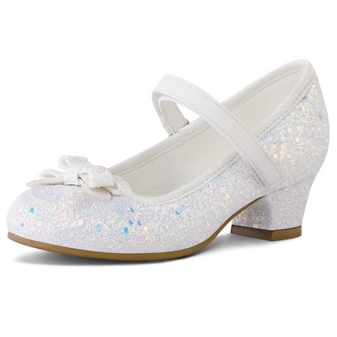 Kushyshoo Kids White Dress Shoes, Little Girls Mary Jane 1.5in Low Heel ...