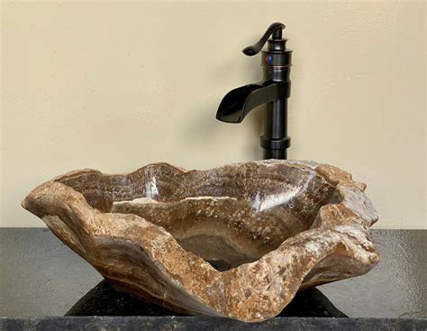 Natural Stone Sink - Onyx Sink - Rustic Travertine Marble - Hand Carved ...