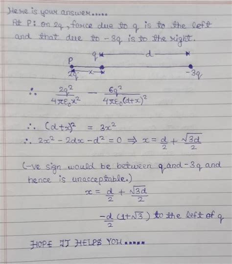 Two charges q and –3q are placed fixed on x-axis separated by distance ...