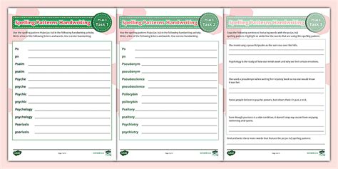 Year 7-8 Ps/ps (as /s/) Spelling Patterns Handwriting