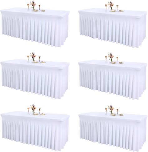 Amazon.com: 6 Packs White Table Clothes for 8 Foot Rectangle Tables ...