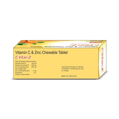 Buy WEST COAST C-VITAN-Z VITAMIN C & ZINC 100 CHEWABLE ORANGE FLAVOUR ...