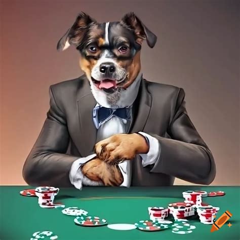 Funny black goldendoodle dog playing poker on Craiyon