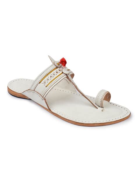 Authentic White Kolhapuri Chappal - Comfortable Footwear for men