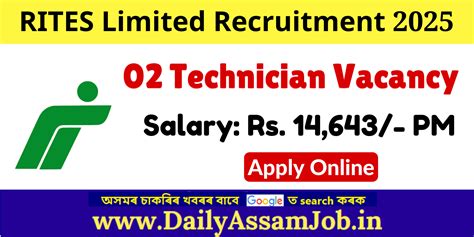 RITES Limited Recruitment 2025 - Apply for 02 Technician Vacancy ...