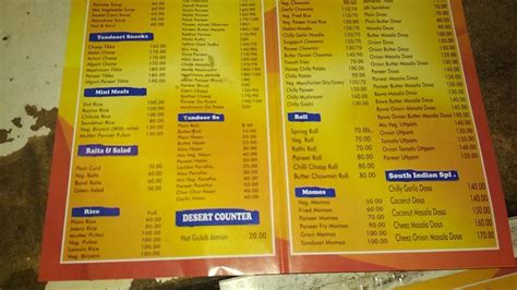 Menu at Jindal mega mart, Delhi, G.S - 70