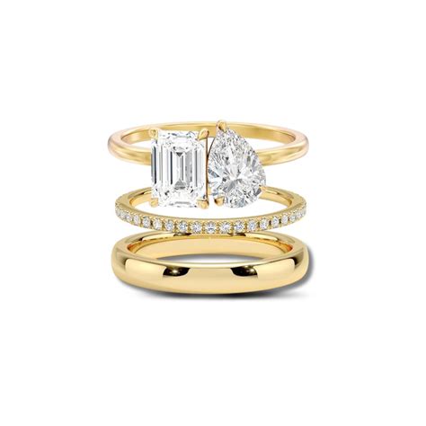 The Emerald & Pear Toi et Moi Ring Stack (3 Rings) – Kyza Jewellery