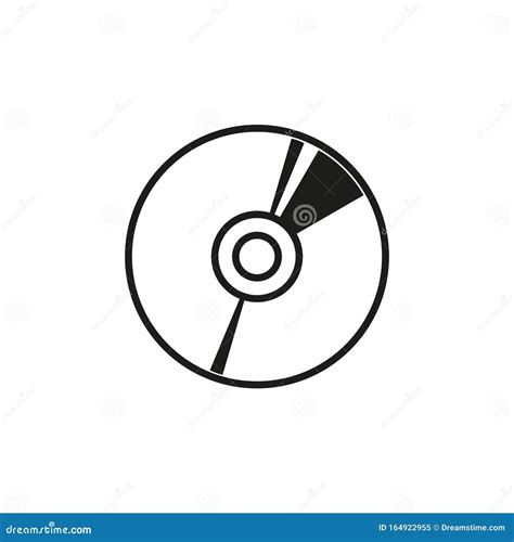 DISC CD, DVD Simple Linear Drawing on a White Background, Record with ...