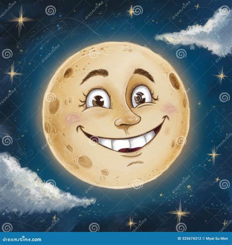 Moon with smiling face stock illustration. Illustration of astrology ...