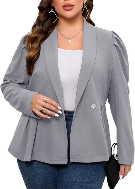 ShopWonder Womens Plus Size Blazers Business Casual Knit Blazer for ...