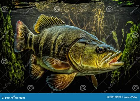 Closeup of a Large Mouth Bass Underwater - Ai Gernerative Stock ...