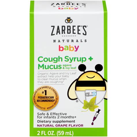 Zarbee's Naturals Baby Cough Syrup + Mucus, Natural Grape, 2 fl oz ...