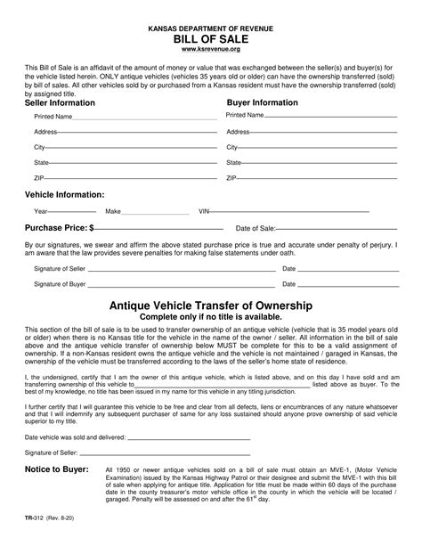 Free Auto Bill of Sale Forms for Vehicle Deals - Worksheets Library