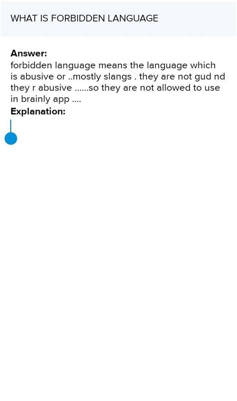 WHAT IS FORBIDDEN LANGUAGE - Brainly.in