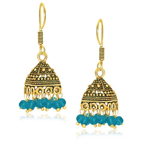 Flipkart.com - Buy Spargz Spargz Classic Gold Plating Blue Beads Jhumki ...