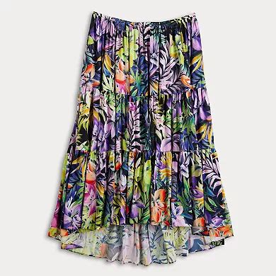 Women's Elie Elie Tahari Tropical Print Tiered Midi Skirt