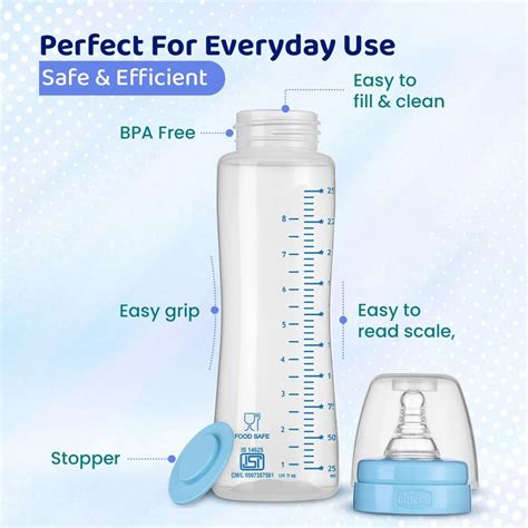 Chicco Feed Easy Anti-Colic Medium Flow Blue Color Bottle for 2+M Baby ...