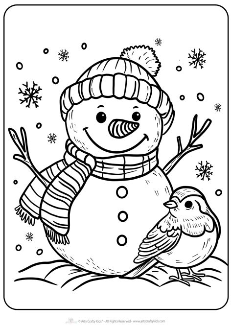 Printable Snowman Coloring Pages for Winter Fun - Arty Crafty Kids