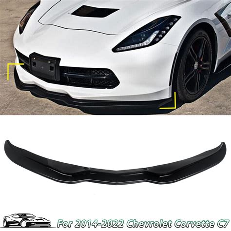 For 2014-2019 Corvette C7 Stage 2 Front Bumper Lip Splitter Spoiler Gloss Black | eBay