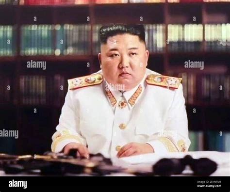 KIM JONG-un North Korean leader in a 2021 official portrait showing him ...