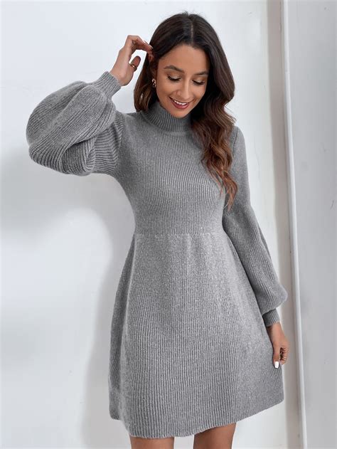 Lantern Sleeve Jumper Dress | Long sleeve dress winter, Womens winter ...