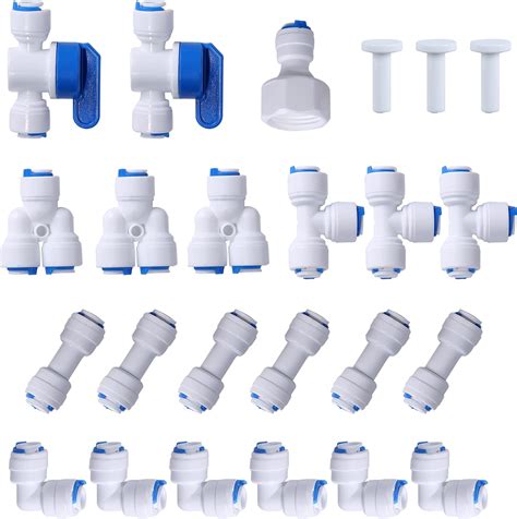 Amazon.com: PureSec 1/4 Water Line Fittings 1/4 Push to Connect ...