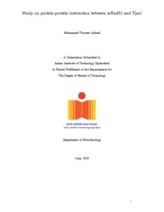 Study on protein-protein interaction between scRad51 and Tpa1 - raiith