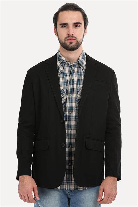 Buy Online Solid Black Casual Blazer for Men online at Zobello
