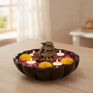 Buy eCraftIndia Triple Tortoise Statue Urli Bowl for Home Decoration ...