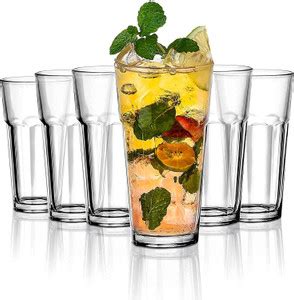 FANCYTREND (Pack of 6) Water Glasses Highball Tumbler and Heavy Base ...