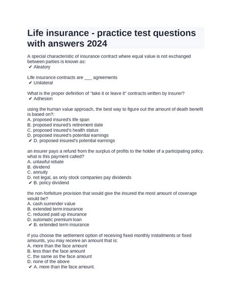 Free Life Insurance Practice Test 的图像结果