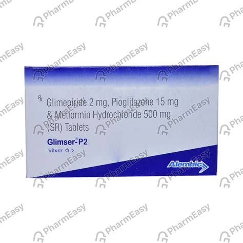 Glimser P2 Strip Of 15 Tablets: Uses, Side Effects, Price & Dosage ...