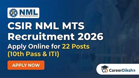 CSIR NML MTS Recruitment 2026: 10th Pass Permanent Job | Salary ₹56,900 ...