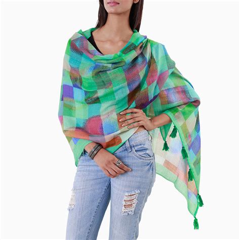 Mosaic Green Stylish Stole - Chic & Cozy Accessory – Artychoke