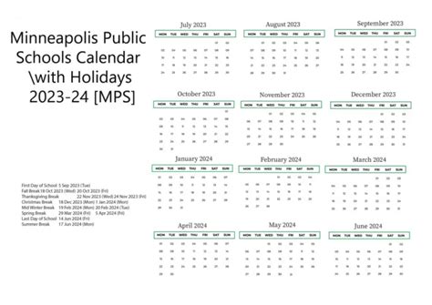 Minneapolis Public Schools Calendar 2024-2025 [MPS]