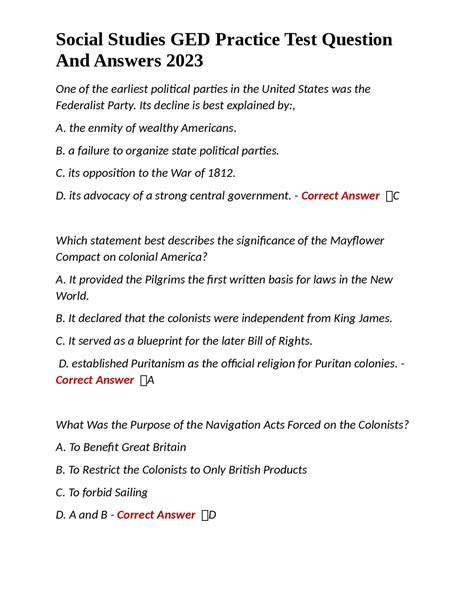 Social Studies GED Practice Test Question And Answers 2023 | Exams ...