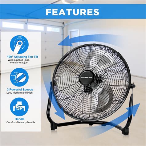 KENBROWN KEN BROWN 14 Inch Floor Fan High Velocity 3 Speed India | Ubuy